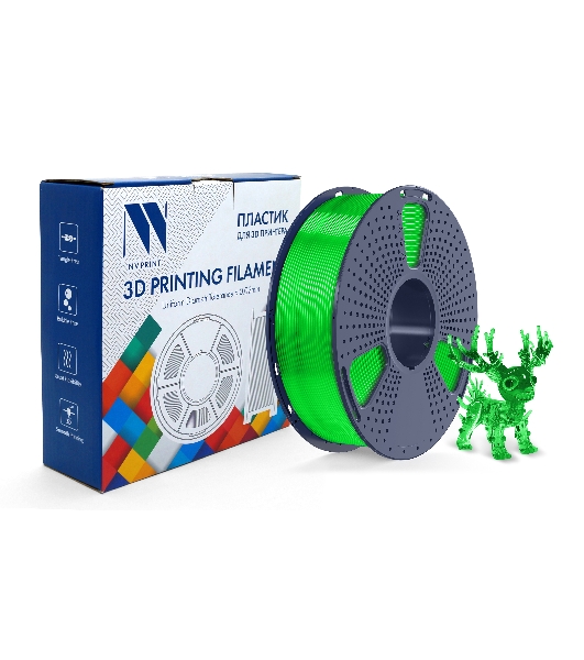 Филамент NVPrint PLA+ Trasparent Green для 3D печати диаметр 1.75мм длина 330 метров масса 1 кг