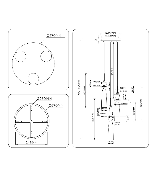 Светильник Ambrella light LH75367/3 GD/WH золото/белый G9*3 max 28W D270*1500