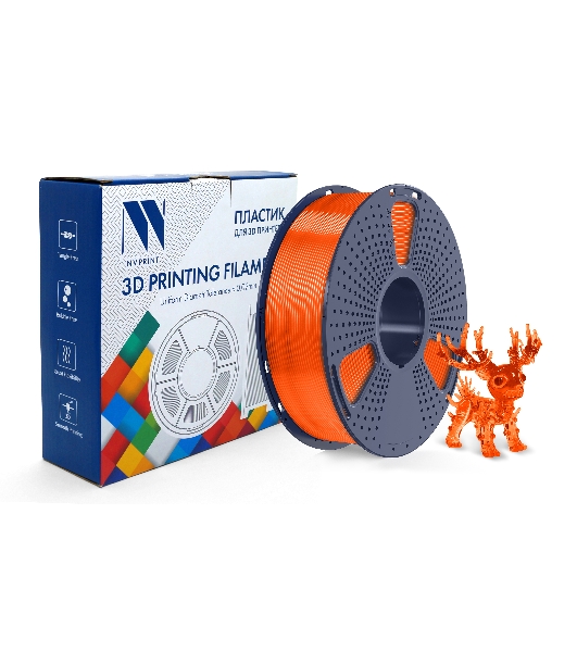 Филамент NVPrint PLA+ Trasparent Orange для 3D печати диаметр 1.75мм длина 330 метров масса 1 кг