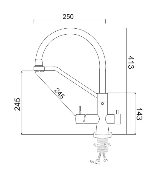 SUS127GY-016F-015 Смеситель для кухни с переключением фильтра, ø35