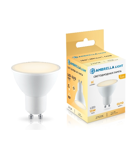Лампа светодиодная	Ambrella light 181303 LED MR16 13W IC GU10 2700K 175-265V