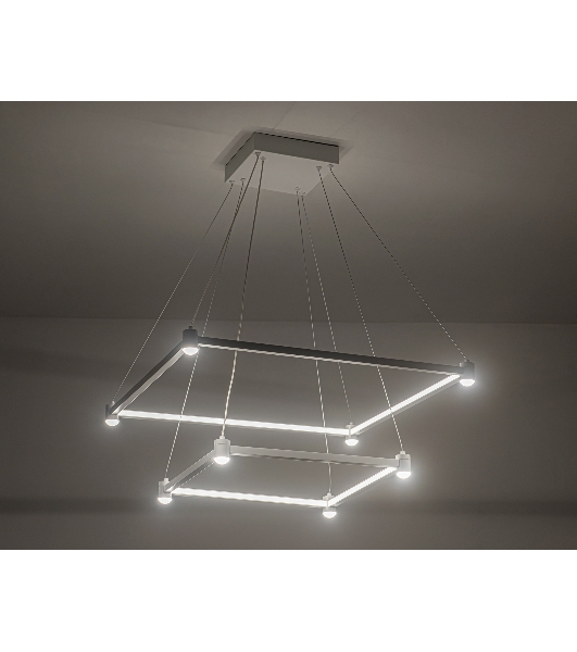 Подвесной светодиодный светильник Ambrella light FL5595/2+8 WH белый 60W 3000K/4200K/6400K 600*600*1300 (без ПДУ)