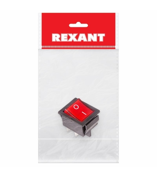 Выключатель клавишный Rexant 250V 16А (4с) ON-OFF красный с подсветкой (RWB-502, SC-767, IRS-201-1) Индивидуальная упаковка 1 шт