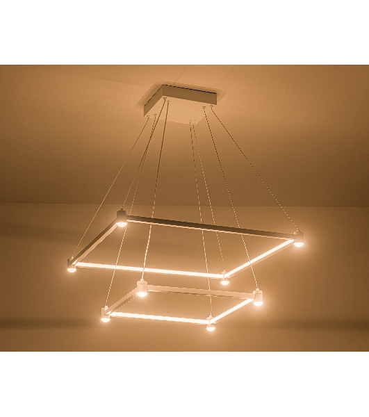 Подвесной светодиодный светильник Ambrella light FL5595/2+8 WH белый 60W 3000K/4200K/6400K 600*600*1300 (без ПДУ)