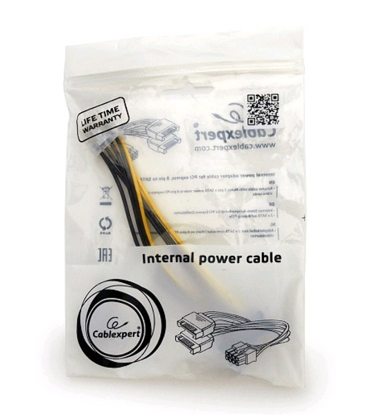 Разветвитель питания Cablexpert CC-PSU-83, 2xSATA->PCI-Express 8pin, для подключения в/к PCI-Е (8pin) к б/п ATX