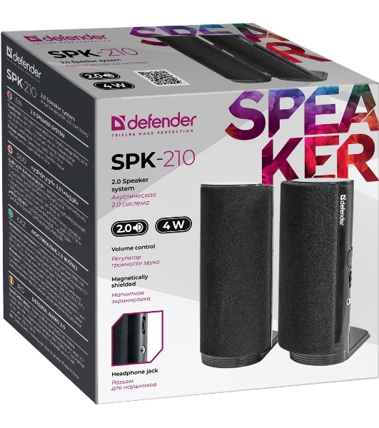 Акустическая система Defender SPK-210 2.0, 2x2W, разъем для наушников 65210