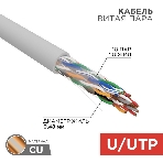 Кабель витая пара Rexant U/UTP, cat.5e, PVC, 10PR, 24AWG, INDOOR, SOLID, серый, 305м, фото3