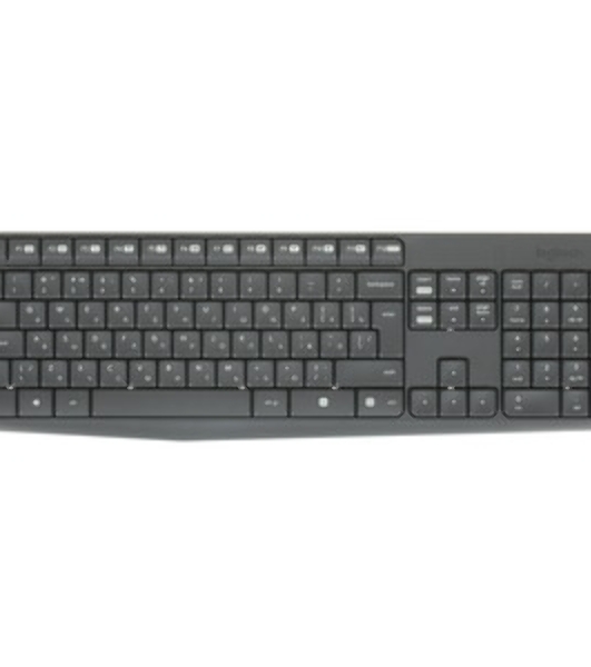 Комплект клавиатура+мышь Logitech MK235 беспроводной, USB, 1000 DPI, серый (заводская гравировка)