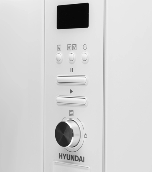 Микроволновая печь встраиваемая Hyundai HBW 2030S WG белый, 20 л, 800 Вт, переключатели - поворотный механизм