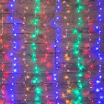 Гирлянда Neon-night 'Светодиодный дождь' с контроллером 1.5х1м 96 LED мульти. прозрачный провод 8Вт 230В IP20, фото 1