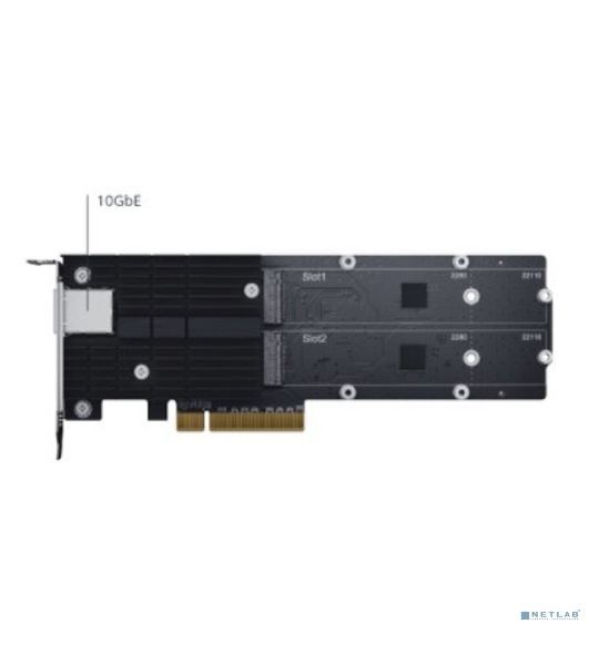 Сетевая карта Synology M.2 SSD-NVME adapter M.2 2110/2080,2 slots m.2 key, 10 Gigabit port RJ-45, PCIe 3.0 x8 adapter (FH bracket)'