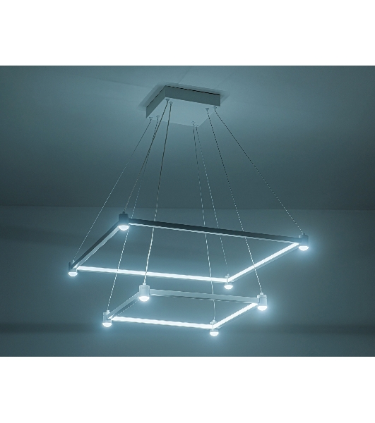 Подвесной светодиодный светильник Ambrella light FL5595/2+8 WH белый 60W 3000K/4200K/6400K 600*600*1300 (без ПДУ)