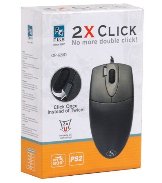 Мышь проводная A4Tech OP-620D черный, 1000 dpi, USB, кнопки - 4