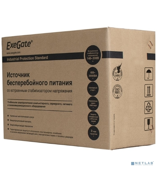 Источник бесперебойного питания ExeGate EP285480RUS SpecialPro UNB-1000.LED.AVR.C13.RJ.USB 1000VA/650W, LED, AVR, 6*IEC-C13, RJ45/11, USB, черный