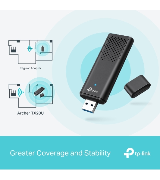 Двухдиапазонный USB-адаптер TP-Link Archer TX20U с поддержкой Wi-Fi AX1800