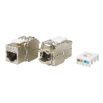 Hyperline KJ8-8P8C-C5e-180-TLS-SH-F-WH Вставка Keystone Jack RJ-45(8P8C), категория 5e, экранированная, тип 180 градусов, Toolless, белая, фото 1