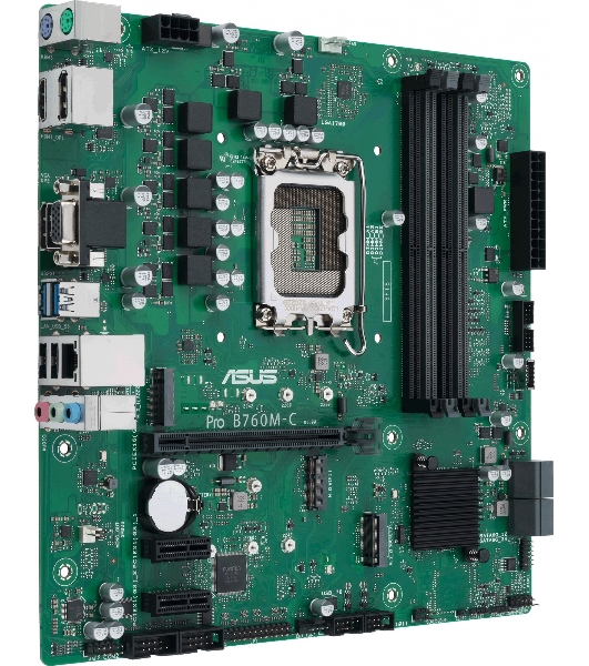 Материнская плата ASUS Pro B760M-C-CSM, LGA 1700, Intel B760, 4xDDR5, 4xSATA, 2xM.2, 1xPCI-E 4.0 x16, 2xPCI-E x1, 1x 1Gb LAN, 2xUSB-A 2.0, 2xUSB-A 3.2 Gen 1, 1xHDMI, 1xVGA, 2xDP, 3x3.5 мм, 7.1, Micro-ATX