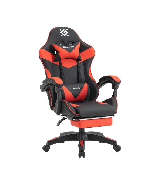 Кресло Defender TORNADO BLACK/RED черный/красный, экокожа