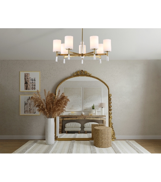 Люстра Ambrella light LH56263/7 BS/FR латунь/белый матовый E27/7 max 60W D750*590