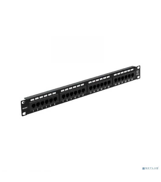 Патч-панель Rexant 19', 1U, 24 порта RJ-45, категория 5e, UTP неэкранированная, черная
