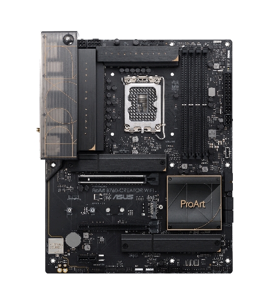 Материнская плата ASUS ProArt B760-CREATOR WIFI, LGA 1700, Intel B760, 4xDDR5, 4xSATA, 3xM.2, 1xPCI-E 5.0 x16, 1xPCI-E 4.0 x4, 1xDP, 1xHDMI, 2x2.5Gb LAN, 4xUSB-A, 1xUSB-C, 5x3.5 мм, 7.1, Standard-ATX