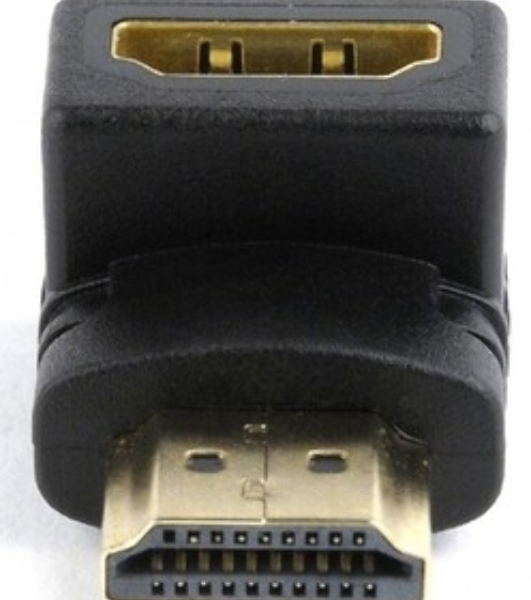 Переходник Cablexpert HDMI-HDMI 19F/19M, угловойсоединитель 90 градусов, золотые разъемы (A-HDMI90-FML)