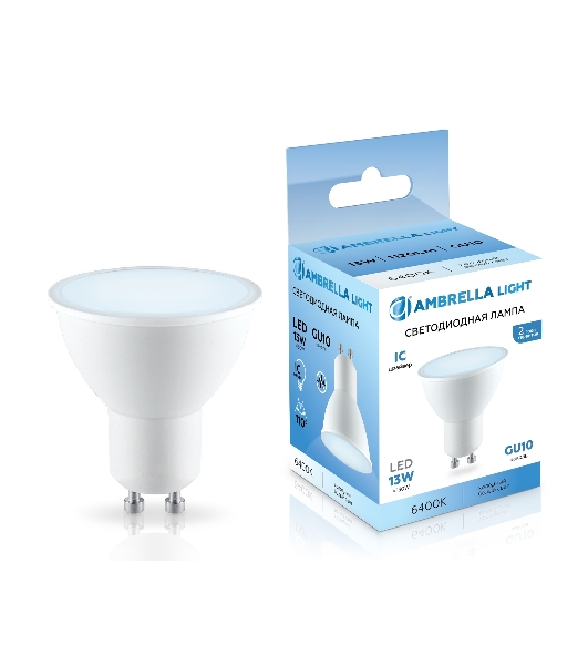 Лампа светодиодная	Ambrella light 181306 LED MR16 13W IC GU10 6400K 175-265V