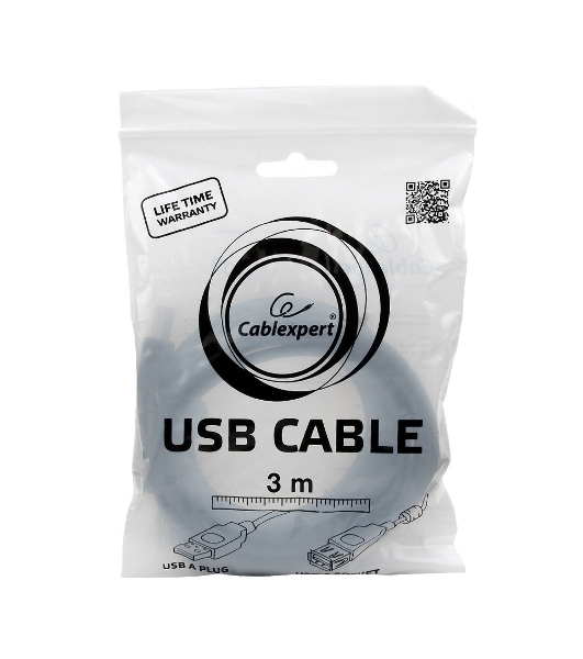 Кабель Gembird PRO USB 2.0 3.0м AM/AF позол.конт., фер.кол., пакет