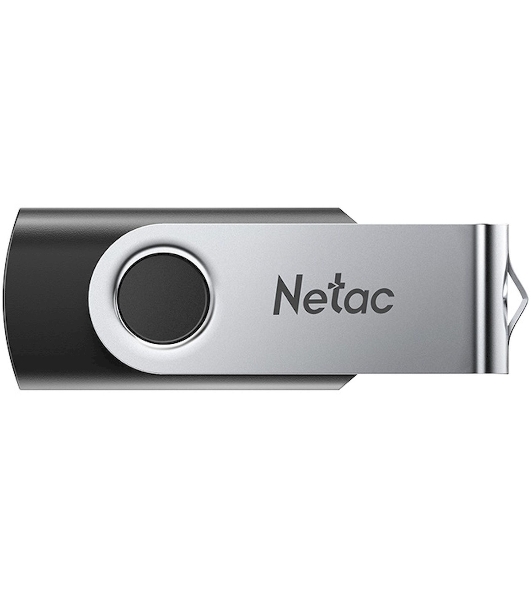 Флешка USB Netac U505 (NT03U505N-032G-20BK), 32Gb, USB 2.0, R/W 70/30, черный/серебристый