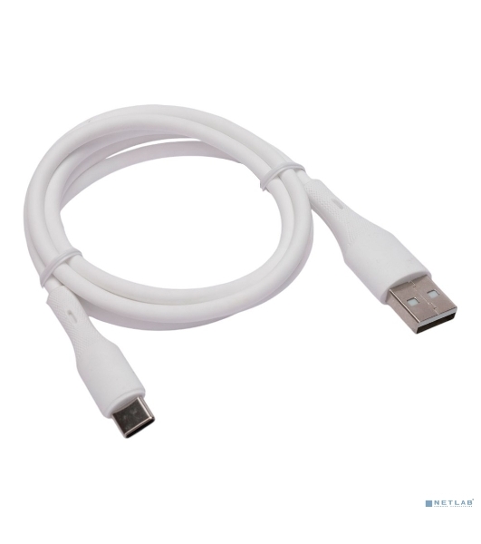 Кабель USB2.0 Cablexpert CC-USB2S-AMCM-1M-W, AM/Type-C, 3А, 18Вт, QC3.0, силиконовый, медь, 1м, белый, пакет