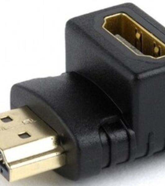 Переходник Cablexpert HDMI-HDMI 19F/19M, угловойсоединитель 90 градусов, золотые разъемы (A-HDMI90-FML)