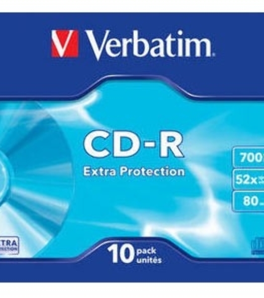 Диск CD-R Verbatim 700Mb 52x Slim case (10шт) (43415)