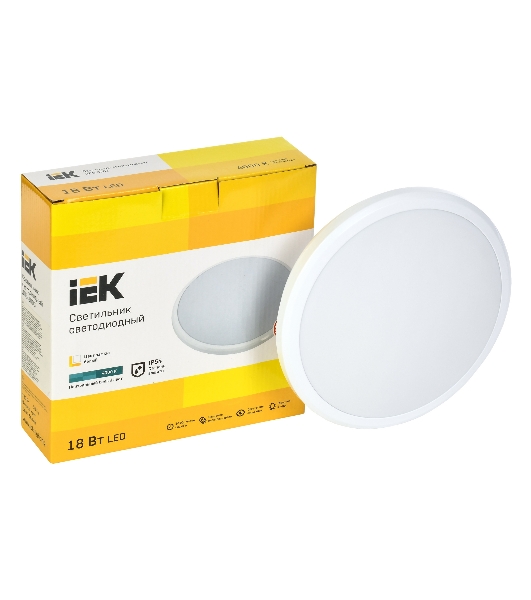 Светильник LED ДПБ 3003 18Вт IP54 4000K круг белый LDPB0-3003-18-4000-K01 IEK