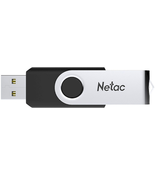 Флешка USB Netac U505 (NT03U505N-032G-20BK), 32Gb, USB 2.0, R/W 70/30, черный/серебристый