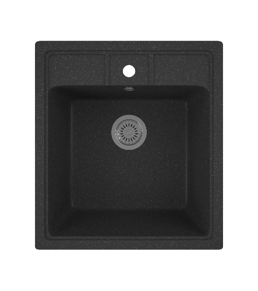 Мойка для кухни BAU Stil Black stone 45х50, выпуск с сифоном в комплекте, черный камень