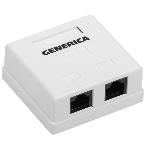 Розетка компьютерная информационная настенная RJ45 кат. 5Е UTP 2 порта GENERICA, фото 1