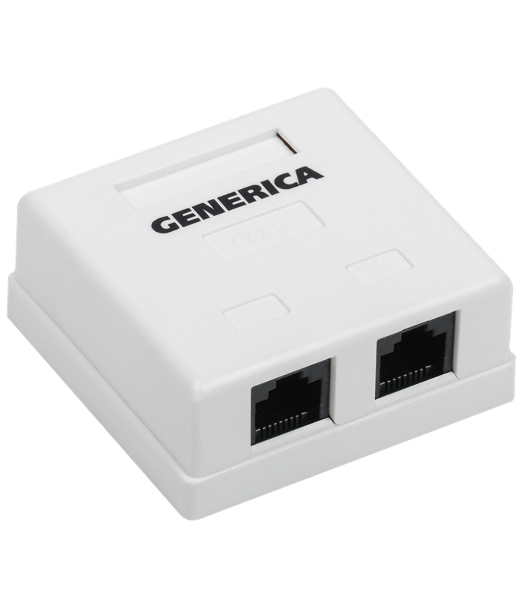 Розетка компьютерная информационная настенная RJ45 кат. 5Е UTP 2 порта GENERICA
