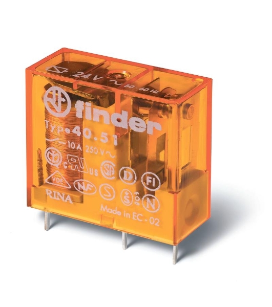 Реле электромагнитное SPDT U обмотки 230В AC 10А FINDER 405182300000