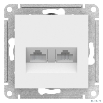 Розетка компьютерная двойная RJ45+RJ45, кат.5E, механизм, белый, фото2
