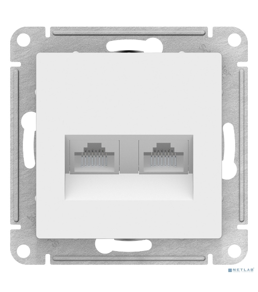 Розетка компьютерная двойная RJ45+RJ45, кат.5E, механизм, белый