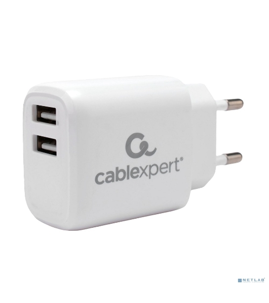 Сетевое зарядное устройство Cablexpert MP3A-PC-58, 10.5Вт, 2.1А, 2хUSB, белый, пакет