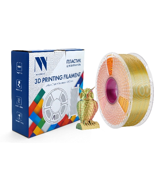 Филамент NVPrint Silk PLA+ Red/Yellow/Green для 3D печати диаметр 1.75мм длина 330 метров масса 1 кг