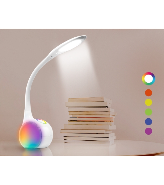 Светодиодная настольная лампа с RGB подсветкой Ambrella light DE532 WH белый LED 4200K+RGB 7.5W
