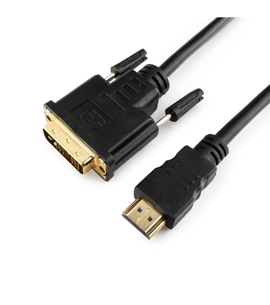 Кабель HDMI-DVI Cablexpert CC-HDMI-DVI-6, 19M/19M, single link, медь, позол.разъемы, экран, 1.8м, черный, пакет