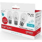 Лампа светодиодная Gauss LED Elementary Шар 7W E27 4100K 1/40 (3 лампы в упаковке), фото 1