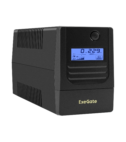 Источник бесперебойного питания ExeGate Smart LB-500.LCD.AVR.2SH.USB (500VA/300W, LCD, AVR, 2*Schuko, USB, батарея 12V 4.5Ah, Black)