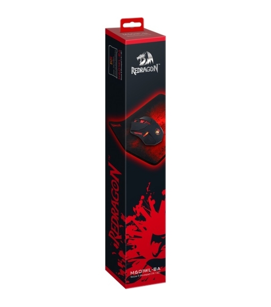 Мышь беспроводная + коврик Defender Redragon M601WL-BA черный, 2400 dpi, радиоканал, USB, кнопки - 6
