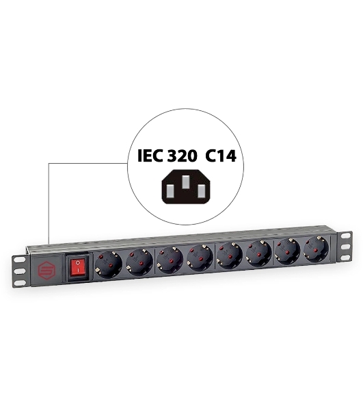 Блок распределения питания Sysmatrix PD 0802.000 гор.размещ. 8xSchuko базовые 16A C14