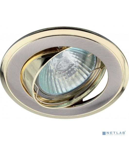 Светильник литой пов. ЭРА C0043708 KL22 А SN/G 'двойной контур' MR16,12V/220V, 50W сатин никель/золото