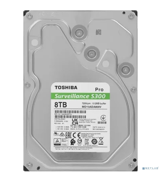 Жесткий диск Toshiba SATA-III 8TB MD10ADA800V Surveillance S300 Pro (7200rpm) 512Mb 3.5'